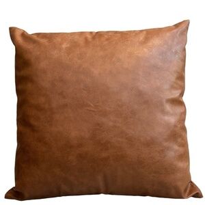 19x19 Brown Faux Leather Pillow Cover – Insert Not Included
